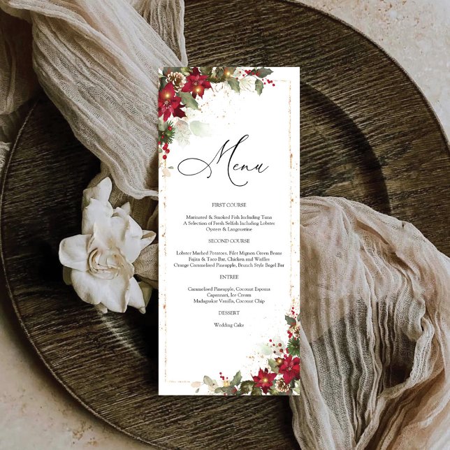 Menú Boda floral Rustic Pine Poinsettia (Subido por el creador)