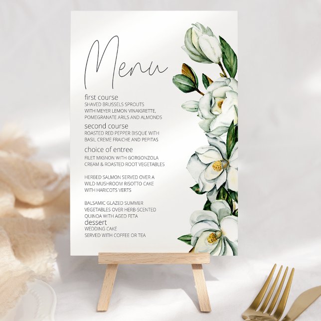 Menú Boda Floral Rústica de Magnolia Blanca (Subido por el creador)