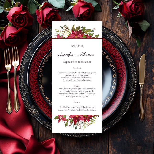 Menú Boda floral Scarlet Red Poinsettia (Subido por el creador)