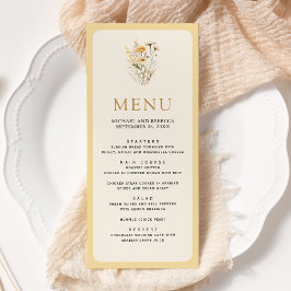 Menú Boda floral silvestre boho amarilla
