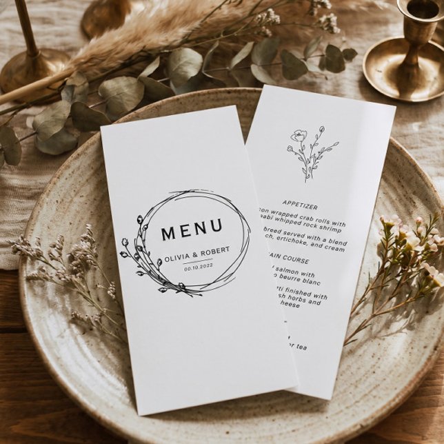 Menú Boda Floral Simple Estilo Rústico Boho (Subido por el creador)