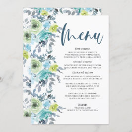 Menú Boda floral verde amarillo claro