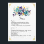 Menú Boda floral verde azulado, púrpura y dorada<br><div class="desc">personalizable verde azulado,  púrpura y dorado de invento boda floral a los detalles de su evento.</div>