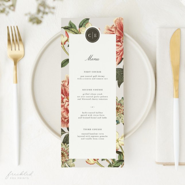 Menú Boda floral vintage (Cora Menu)