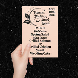 Menú Boda Flouridage de color negro en rosa