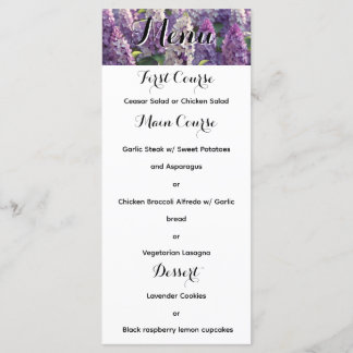 Menú Boda FLower de Lavender personalizado