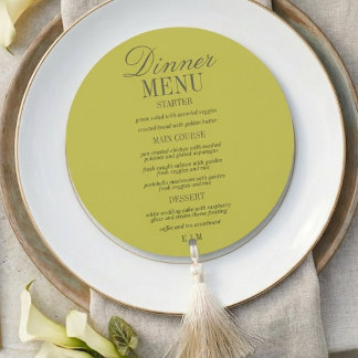 Menú Boda Formal Chartreuse con Letra Moderna