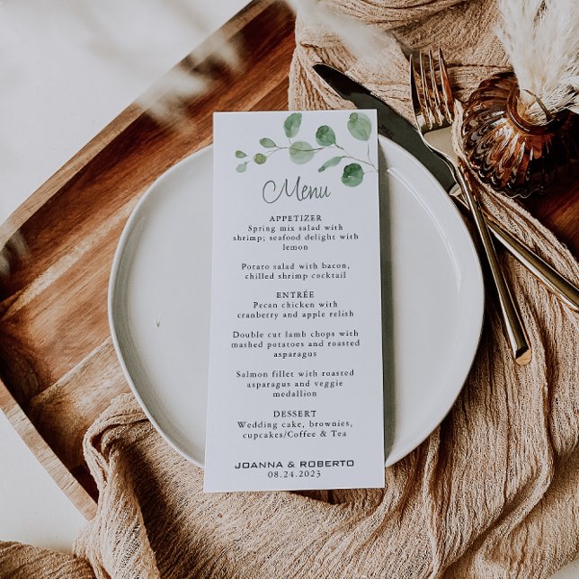 Menú Boda formal clásico Minimalista Eucalyptus (Subido por el creador)