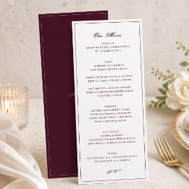 Menú Boda Formal de Borgoña y Blanco