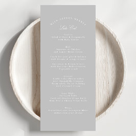 Menú Boda formal de caligrafía clásica gris claro