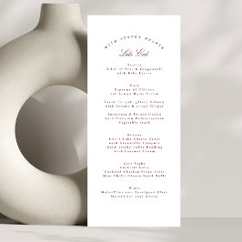Menú Boda formal de caligrafía maroon borgoña clásica