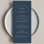 Menú Boda formal de caligrafía tradicional azul marino<br><div class="desc">Este diseño es parte de una colección; por favor,  póngase en contacto conmigo si necesita ayuda para encontrar diseños o productos coincidentes; También está disponible en colores alternativos</div>