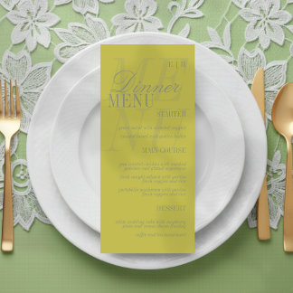 Menú Boda Formal de Citrus Verde con Letra Moderna