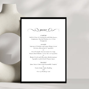 Menú Boda formal del marco negro caligráfico