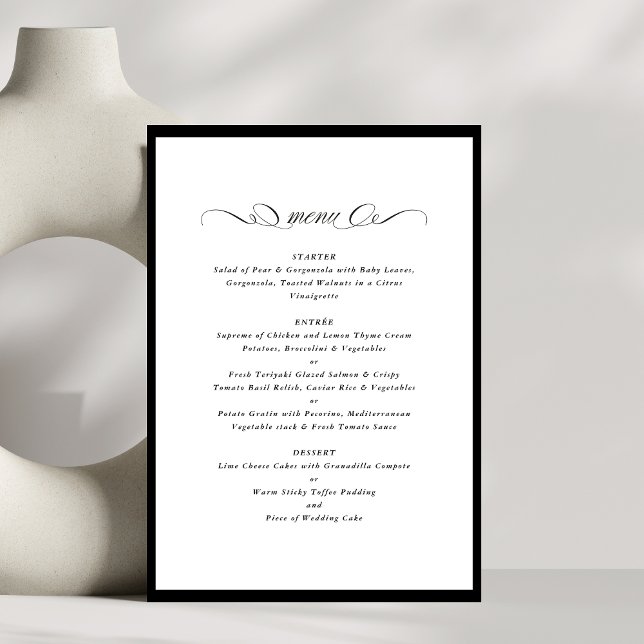 Menú Boda formal del marco negro caligráfico (Subido por el creador)