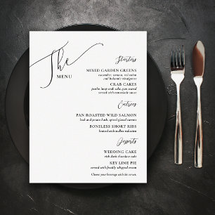 Menú Boda formal Elegante Blanco negro