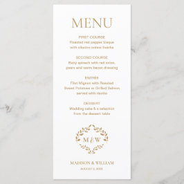 Menú Boda formal Escudo Monograma Personalizado