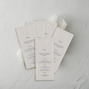 Menú Boda formal Grabado en relieve Faux Boat Wheel Fau