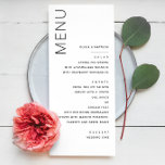 Menú Boda formal minimalista | Cena moderna y elegante<br><div class="desc">Esta minimalista tarjeta de menú boda presenta un diseño moderno y depurado con una tipografía elegante. Personalizado con los nombres de la pareja, ofrece una lista de los cursos en un formato elegante y fácil de leer. Ideal para recepciones de bodas, cenas de ensayo y eventos formales. Esta tarjeta de...</div>