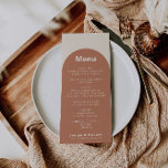 Menú Boda formal Minimalista del Arco de Terracota<br><div class="desc">Esta minimalista carta de boda formal con arco de terracota es perfecta para un boda rústico. El diseño cuenta con una bonita fuente en una terracota para embellecer tu evento.</div>