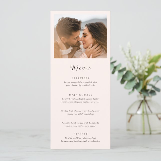 Menú Boda Foto Neutral Moderna Terrosa (Anverso de pie)