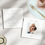 Menú Boda fotográfico cuadrado contemporáneo<br><div class="desc">Boda fotográfico de la plaza contemporánea. Elegancia moderna y sencilla. Simplemente reemplace la foto de ejemplo con la suya y personalice las palabras de cada lado según sea necesario.</div>