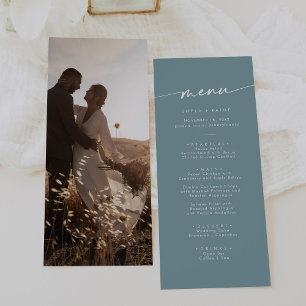Menú Boda fotográfico Verde azulado de Boho Moda Seafoa