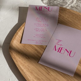 Menú Boda francés moderno retro rosa brillante y brilla