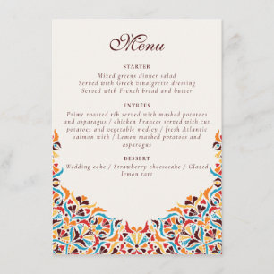 Menú Boda Fronterizo de Estilo Marfil De Lujo Brillante