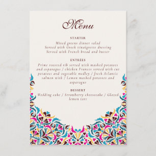 Menú Boda Fronterizo de Estilo Marfil De Lujo Brillante