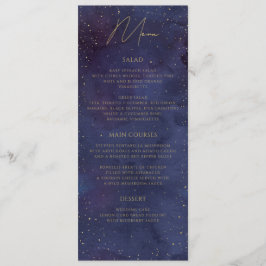 Menú Boda Galaxy Starry Night Celestial Purple Gold