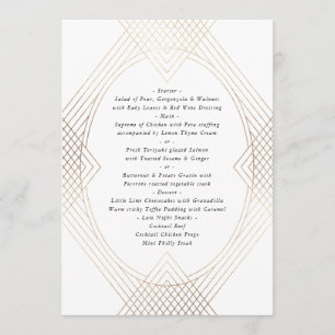 Menú Boda Gatsby de Oval Geométrico Art Deco Oval blanc