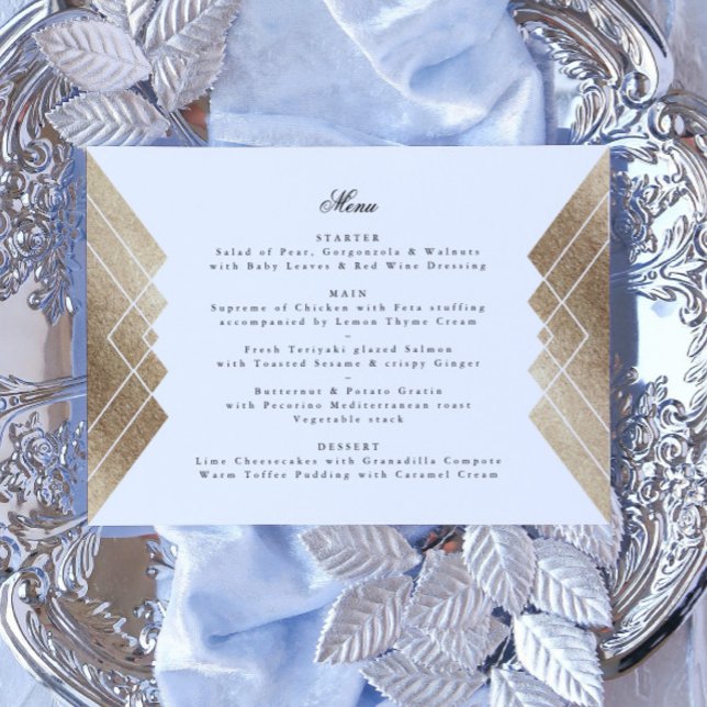 Menú Boda Gatsby Geométrico de Oro Blanco (Subido por el creador)