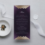 Menú Boda Gatsby Geométrico White Purple Gold<br><div class="desc">menú delgado para coincidir con la colección *si desea más opciones de papel este diseño se puede transferir a un programa delgado *o para más ayuda póngase en contacto conmigo</div>