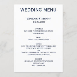 Menú Boda Gay Azul Y Blanco personalizado