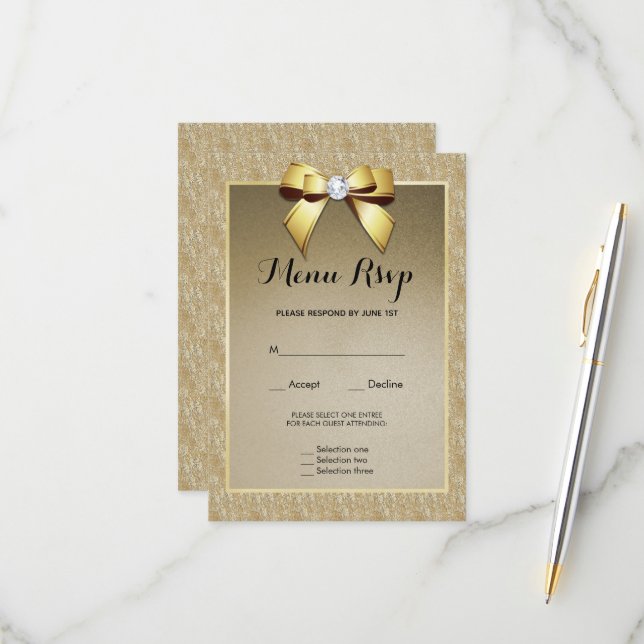 Menú Boda Gem Gold & Stylish RSVP (Anverso/Reverso In Situ)