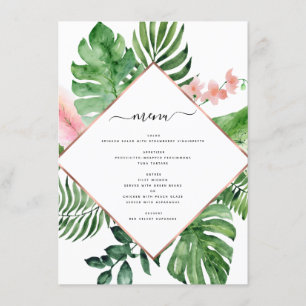 Menú Boda geométrico de acuarela de palma tropical