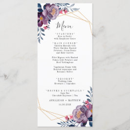 Menú Boda geométrico geométrico bucal púrpura moderno