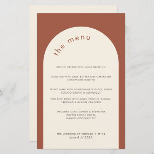 Menú Boda Geométrico Mínimo de Arco de Terracota