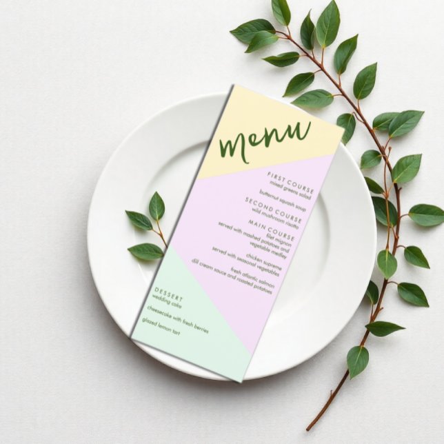Menú Boda geométrico Pastel silenciado (Subido por el creador)