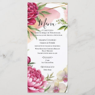 Menú Boda Glam Floral Jardín Peonía y Orquídea