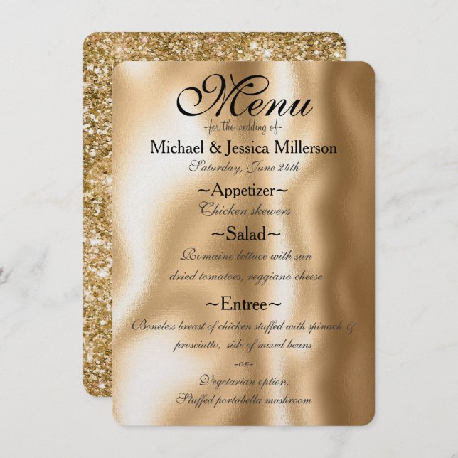 Menú Boda Glam Gold (Anverso / Reverso)