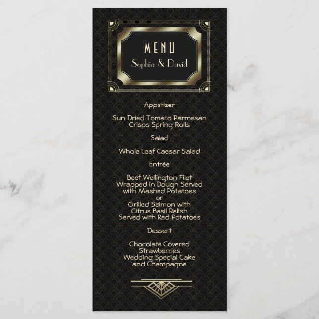Menú Boda Glam Gold Great Gatsby Art Deco 20 (Anverso)