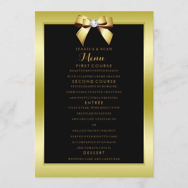 Menú Boda Glamurosa Arco de Oro y Negro (Anverso)