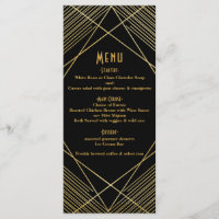 Menú Boda Gold & Black Elegant Moderno Glam Deco