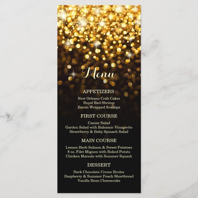 Menú Boda Gold Black Hollywood Glitz Glam (Anverso)
