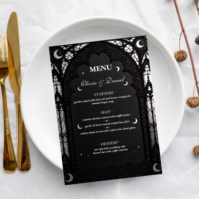 Menú Boda Gótica de Encaje Celestial de Lujo Catedral (Subido por el creador)
