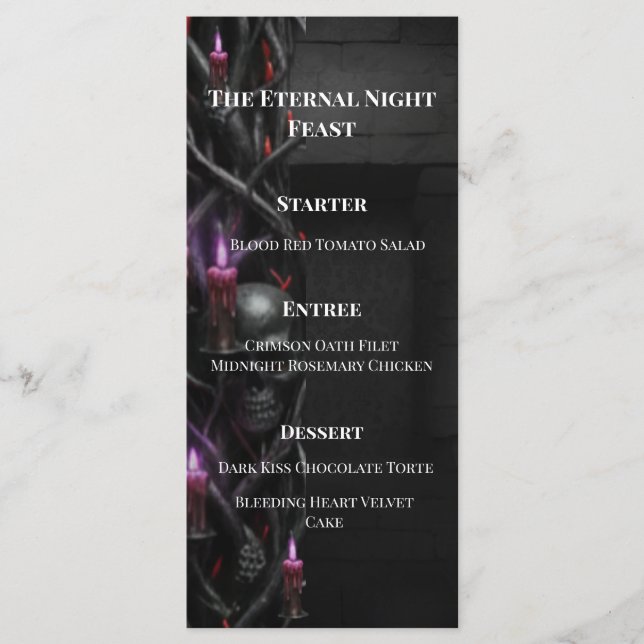 Menú Boda Gótica de Vampire de Noche Eterna Romance Osc (Anverso)