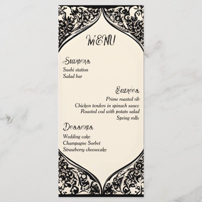 Menú Boda gótico personalizable (Anverso)