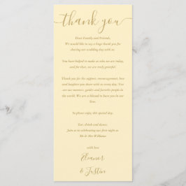 Menú Boda Gracias Buttercup Yellow Place Card